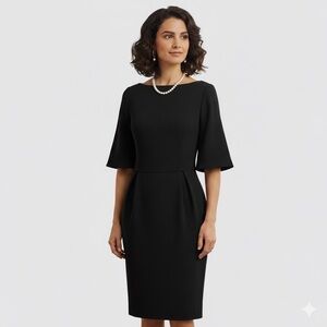 Rachel Roy Black Tailored Short Sleeve Knee Dress - Small
